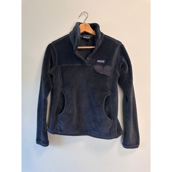 Women's Dark Navy Blue Patagonia Quarter Button-Up Pullover Fleece - Picture 1 of 4
